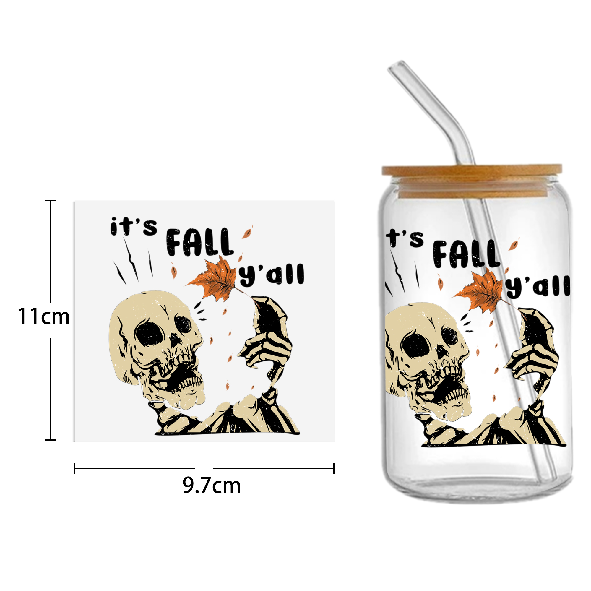 Halloween Skull 16oz Tumbler Template DTF Sticker Cup Cool Personalize UV Wrap Transfer Sticker Custom Label DIY Waterproof - Image 20