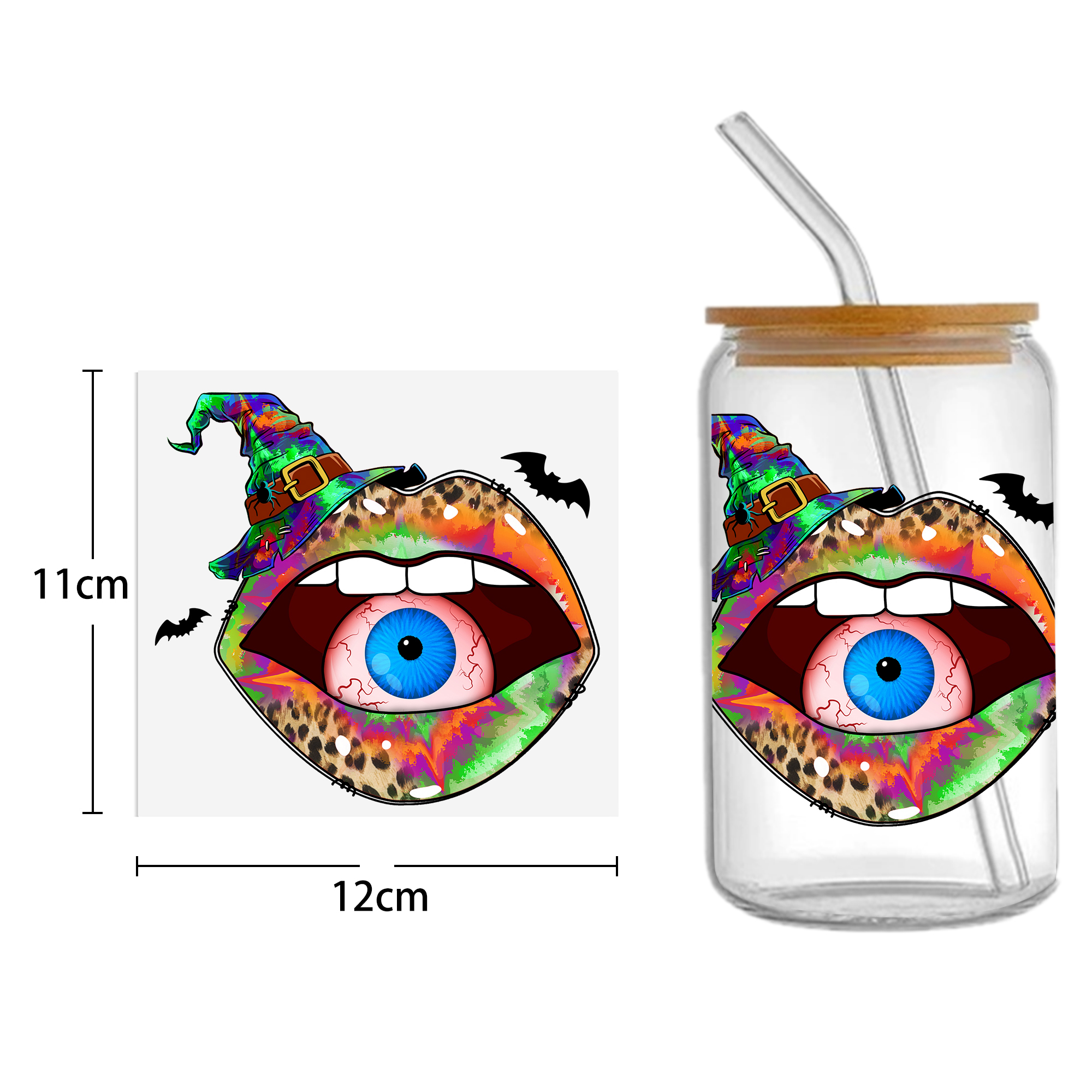 Halloween Skull 16oz Tumbler Template DTF Sticker Cup Cool Personalize UV Wrap Transfer Sticker Custom Label DIY Waterproof - Image 21
