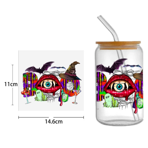 Halloween Skull 16oz Tumbler Template DTF Sticker Cup Cool Personalize UV Wrap Transfer Sticker Custom Label DIY Waterproof - Image 22