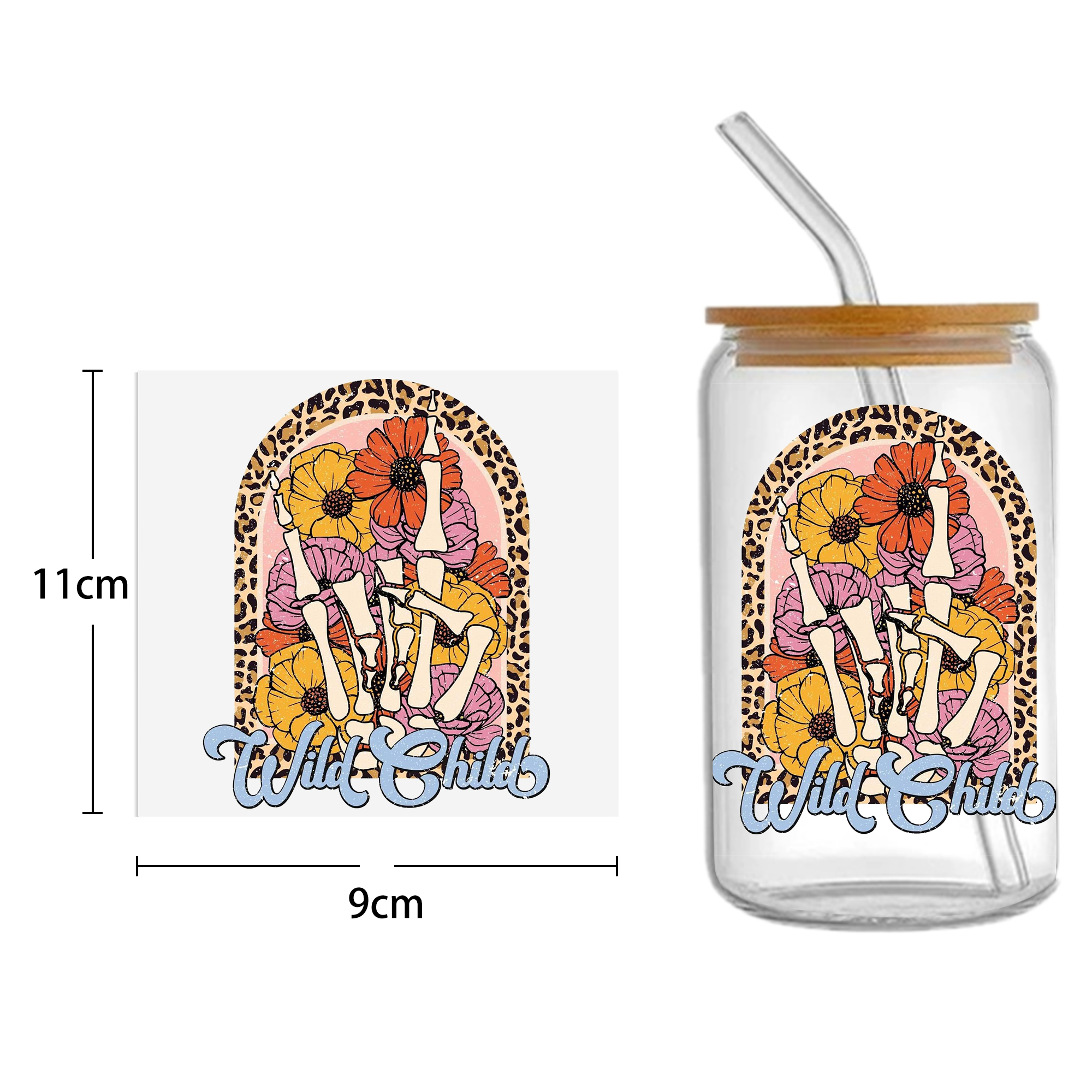 Halloween Skull 16oz Tumbler Template DTF Sticker Cup Cool Personalize UV Wrap Transfer Sticker Custom Label DIY Waterproof - Image 23