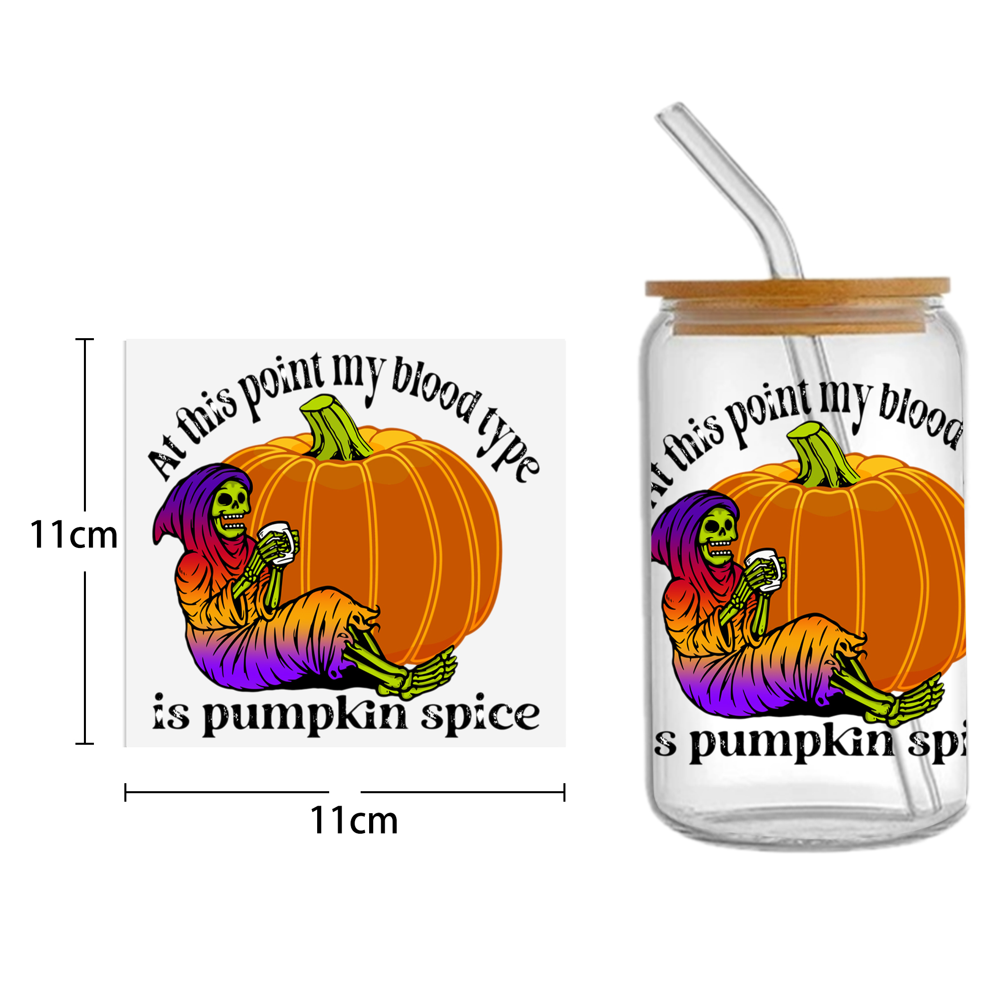 Halloween Skull 16oz Tumbler Template DTF Sticker Cup Cool Personalize UV Wrap Transfer Sticker Custom Label DIY Waterproof - Image 24