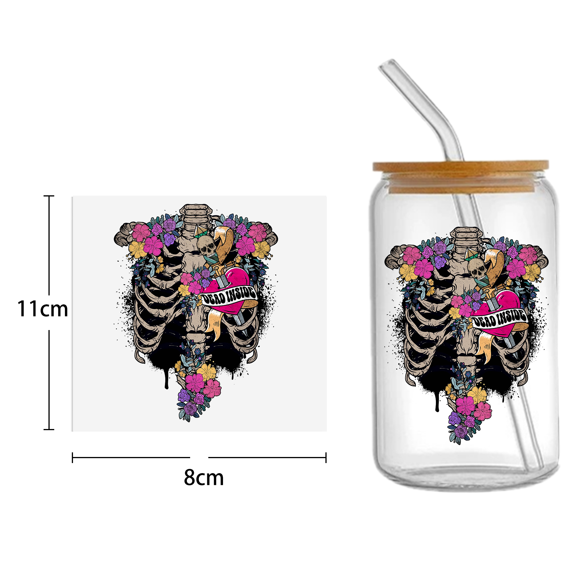 Halloween Skull 16oz Tumbler Template DTF Sticker Cup Cool Personalize UV Wrap Transfer Sticker Custom Label DIY Waterproof - Image 25