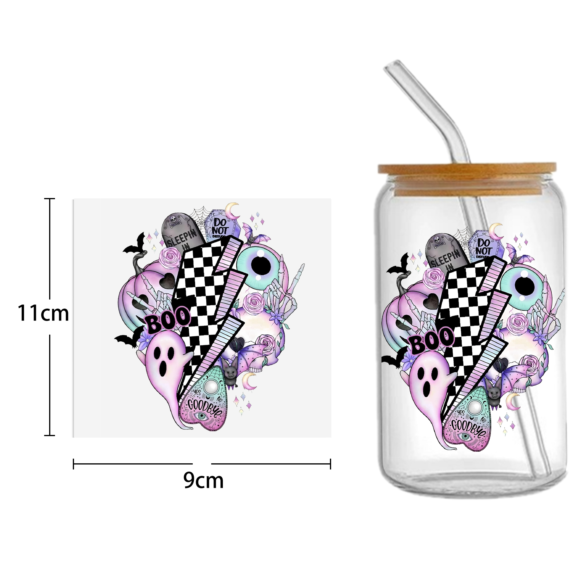 Halloween Skull 16oz Tumbler Template DTF Sticker Cup Cool Personalize UV Wrap Transfer Sticker Custom Label DIY Waterproof - Image 29