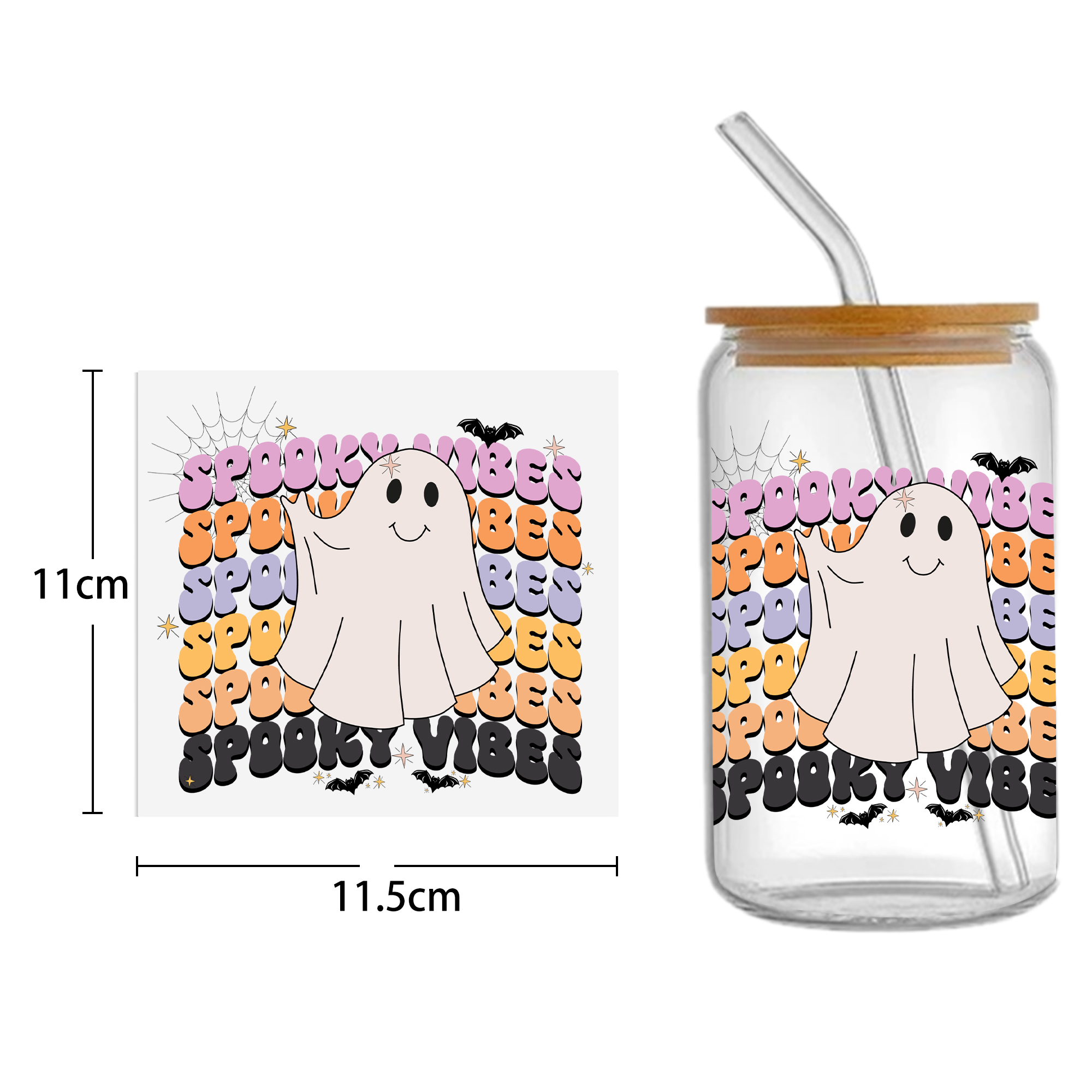 Halloween Skull 16oz Tumbler Template DTF Sticker Cup Cool Personalize UV Wrap Transfer Sticker Custom Label DIY Waterproof - Image 33