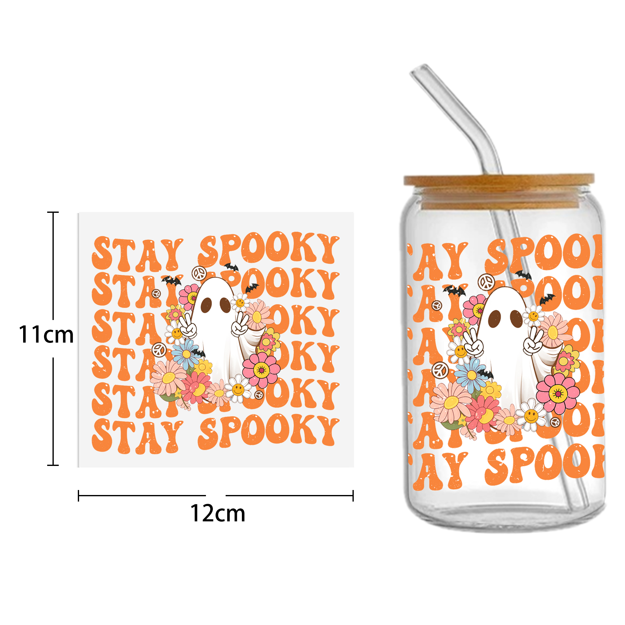 Halloween Skull 16oz Tumbler Template DTF Sticker Cup Cool Personalize UV Wrap Transfer Sticker Custom Label DIY Waterproof - Image 36