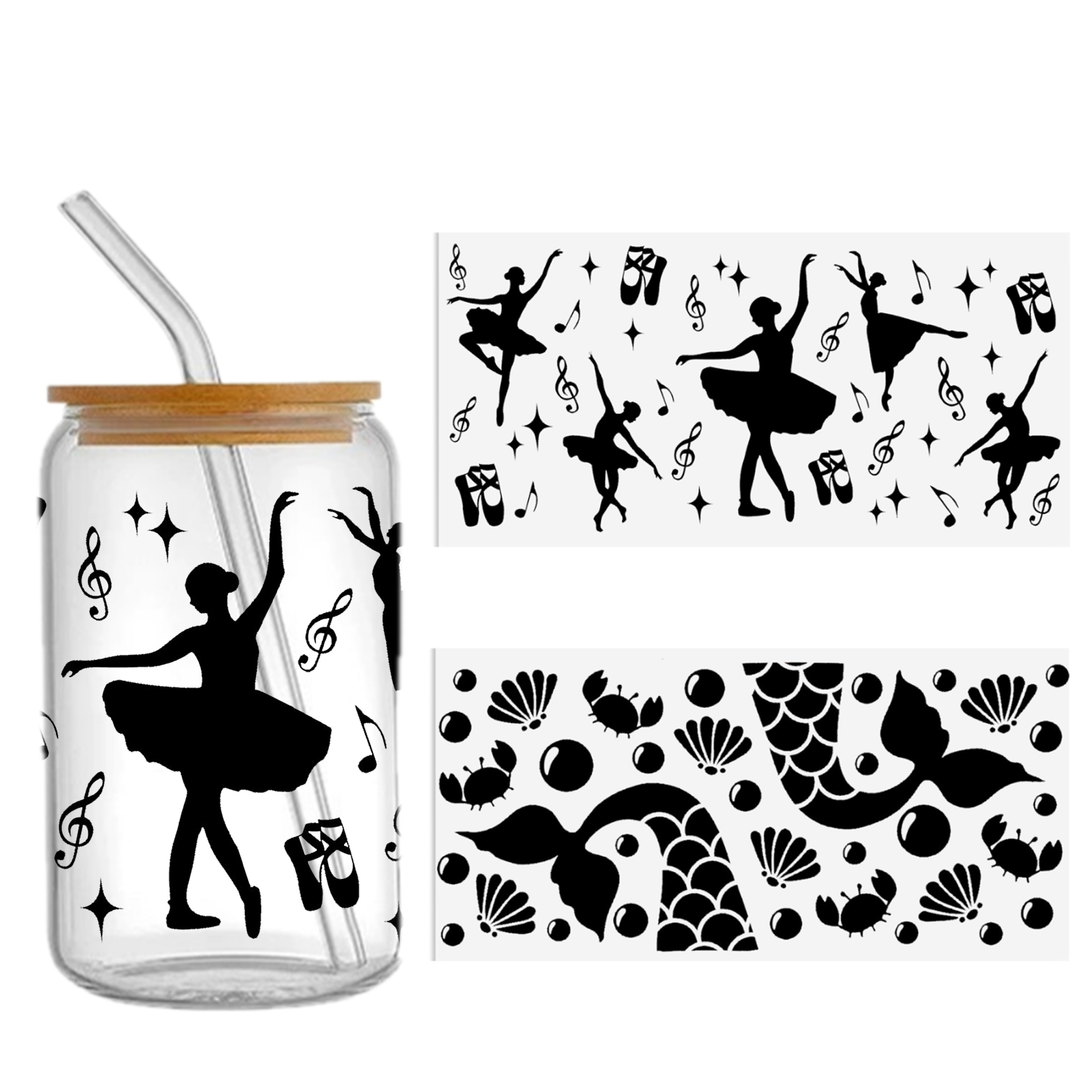Black White Series 16oz DTF Sticker Cups Cool Personalize UV Wrap Transfer Sticker Custom Label DIY Logo Waterproof - Image 23