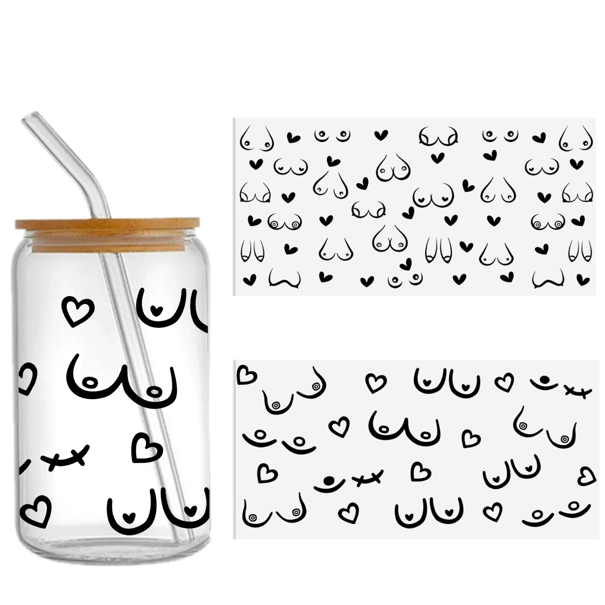 Black White Series 16oz DTF Sticker Cups Cool Personalize UV Wrap Transfer Sticker Custom Label DIY Logo Waterproof - Image 27