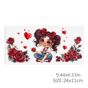 Girl Rose Waterproof Stickers UV DTF Sticker For 16oz Cups Transfer Sticker Custom Labels DIY Logo Waterproof