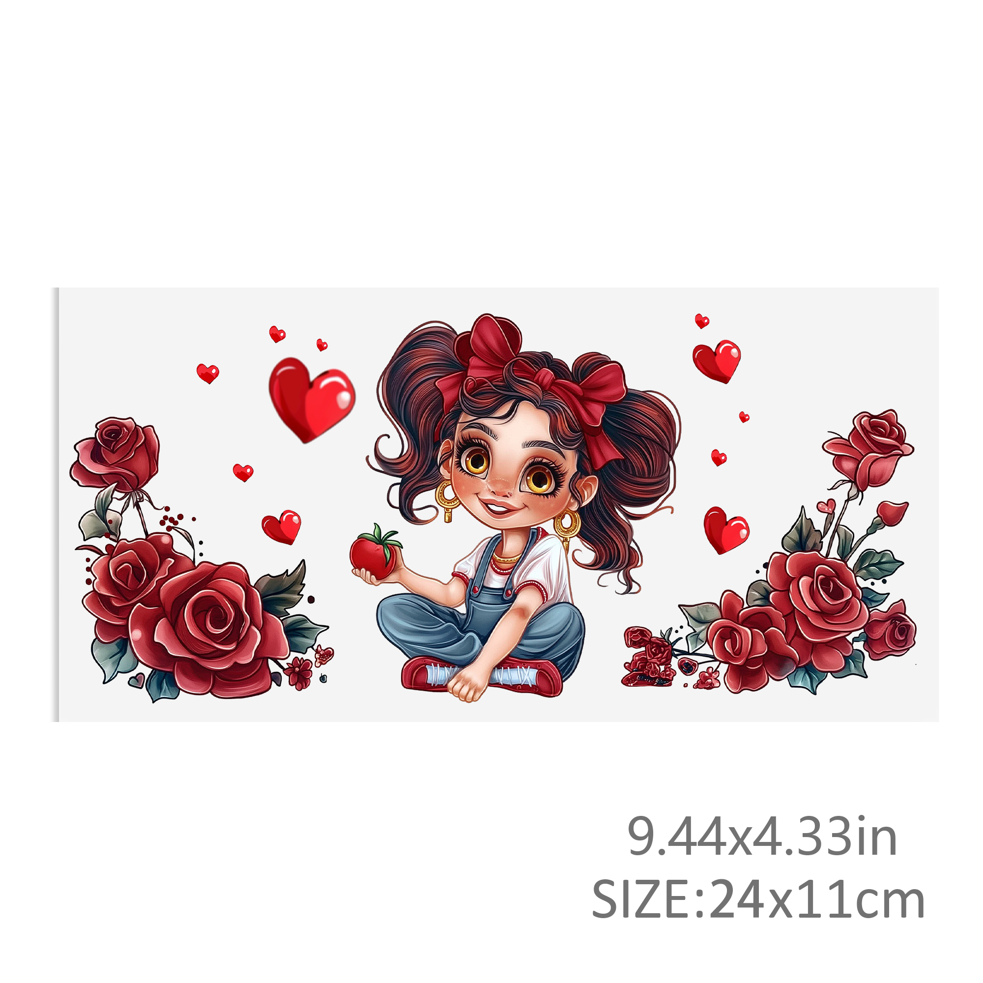 Girl Rose Waterproof Stickers UV DTF Sticker For 16oz Cups Transfer Sticker Custom Labels DIY Logo Waterproof