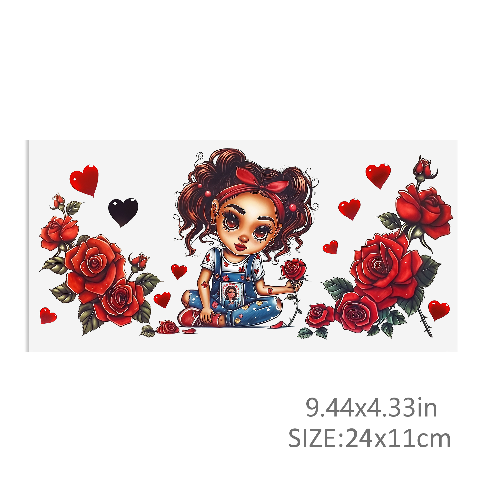 Girl Rose Waterproof Stickers UV DTF Sticker For 16oz Cups Transfer Sticker Custom Labels DIY Logo Waterproof - Image 2