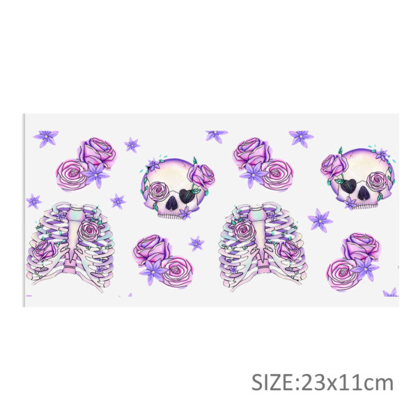 Personalize Halloween Skull UV DTF Sticker For 16oz Cups Wrap Transfer Sticker Custom Labels DIY Logo Waterproof - Image 7