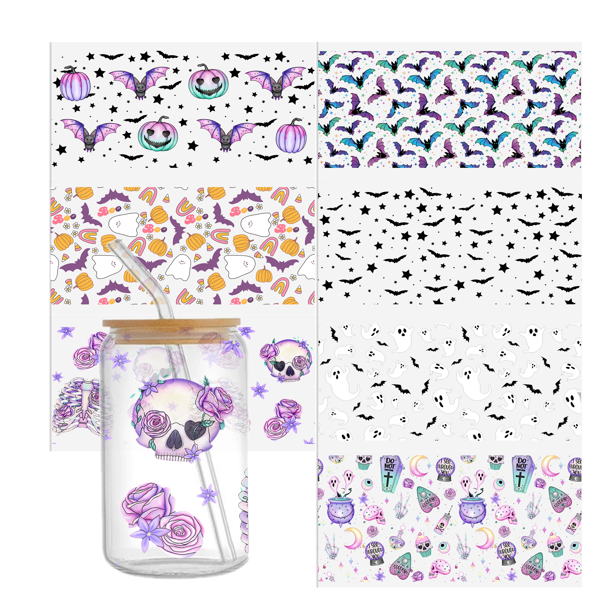 Personalize Halloween Skull UV DTF Sticker For 16oz Cups Wrap Transfer Sticker Custom Labels DIY Logo Waterproof - Image 27