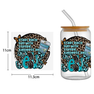 Daisy Cow Drinks UV DTF Sticker For 16oz Cups Wrap Transfer Sticker Custom Labels DIY Logo Waterproof