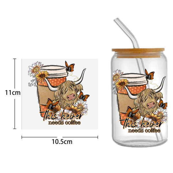 Daisy Cow Drinks UV DTF Sticker For 16oz Cups Wrap Transfer Sticker Custom Labels DIY Logo Waterproof - Image 4