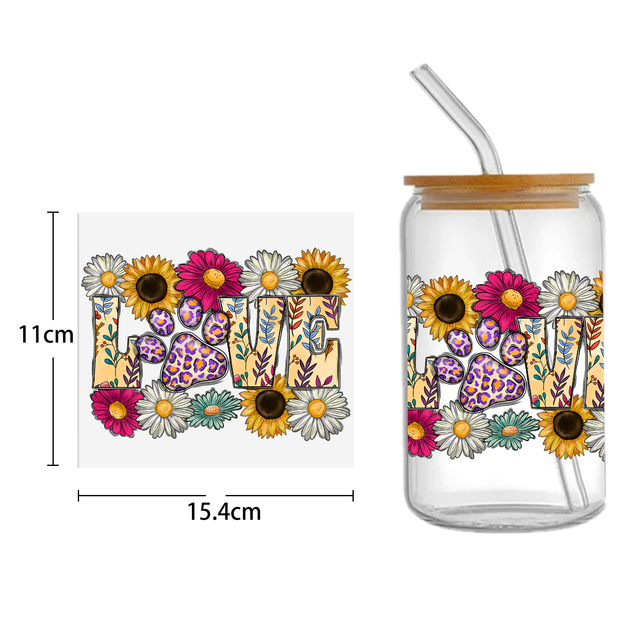 Daisy Cow Drinks UV DTF Sticker For 16oz Cups Wrap Transfer Sticker Custom Labels DIY Logo Waterproof - Image 5