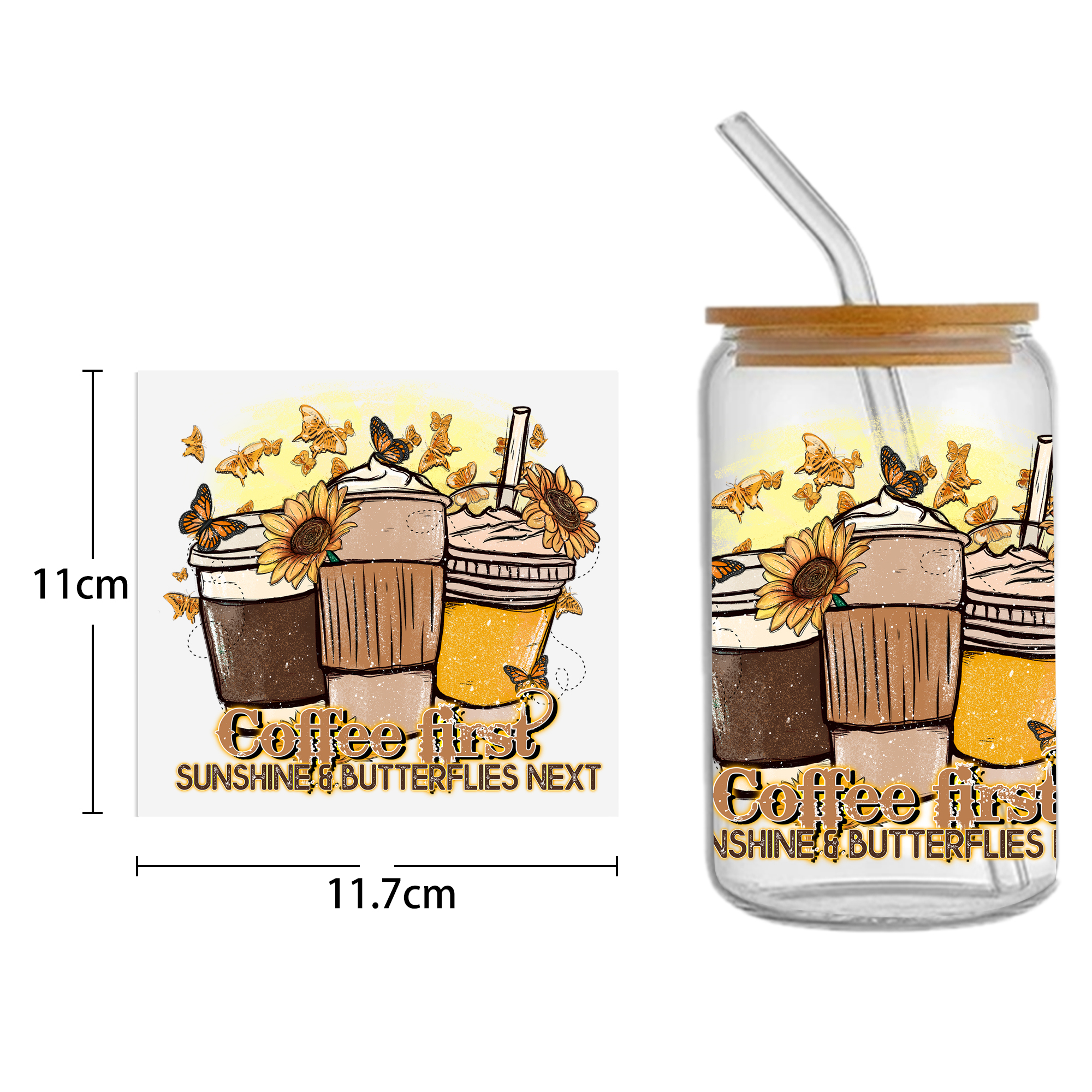 Daisy Cow Drinks UV DTF Sticker For 16oz Cups Wrap Transfer Sticker Custom Labels DIY Logo Waterproof - Image 6