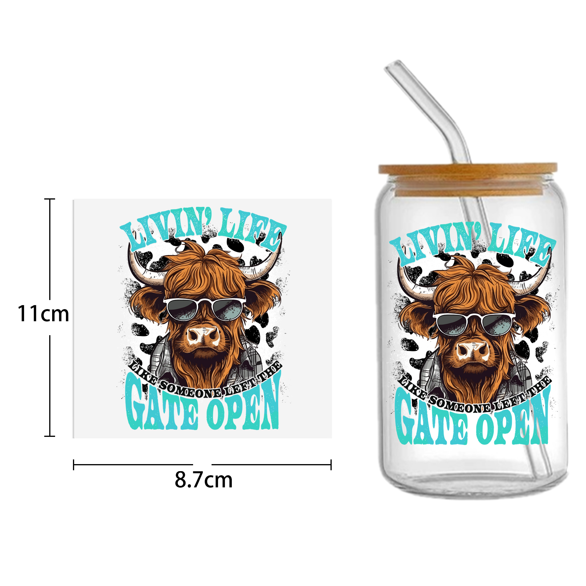 Daisy Cow Drinks UV DTF Sticker For 16oz Cups Wrap Transfer Sticker Custom Labels DIY Logo Waterproof - Image 11