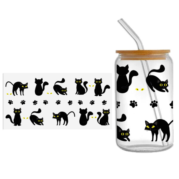 Black Cat Balloon Dog UV DTF Sticker For 16oz Cups Wrap Transfer Sticker Custom Labels DIY Logo Waterproof - Image 3