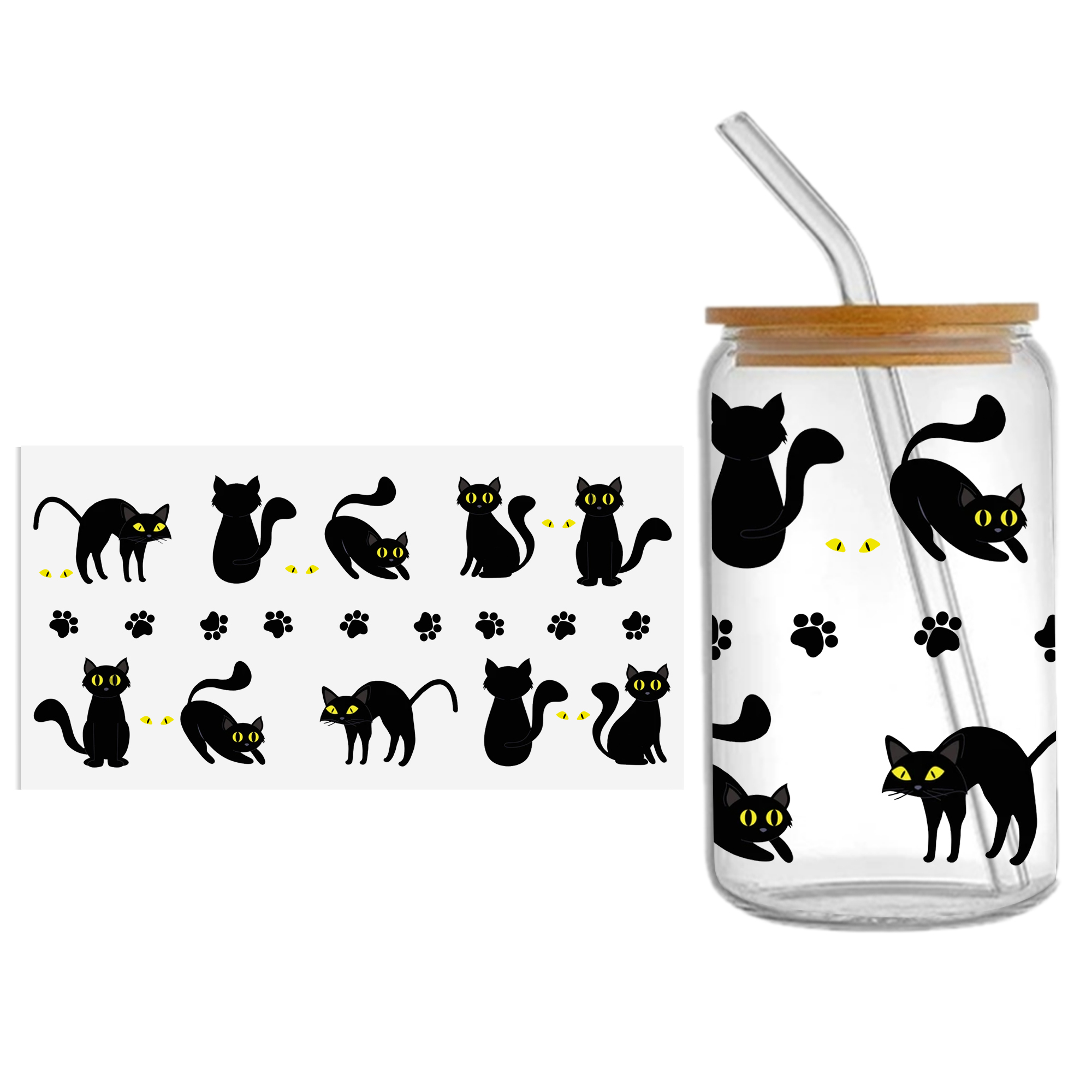 Black Cat Balloon Dog UV DTF Sticker For 16oz Cups Wrap Transfer Sticker Custom Labels DIY Logo Waterproof - Image 3