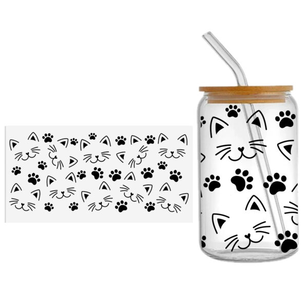 Black Cat Balloon Dog UV DTF Sticker For 16oz Cups Wrap Transfer Sticker Custom Labels DIY Logo Waterproof - Image 9