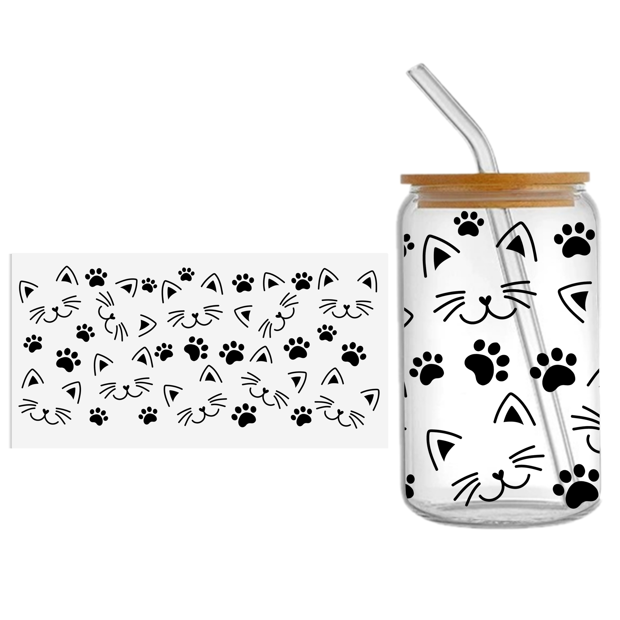 Black Cat Balloon Dog UV DTF Sticker For 16oz Cups Wrap Transfer Sticker Custom Labels DIY Logo Waterproof - Image 9