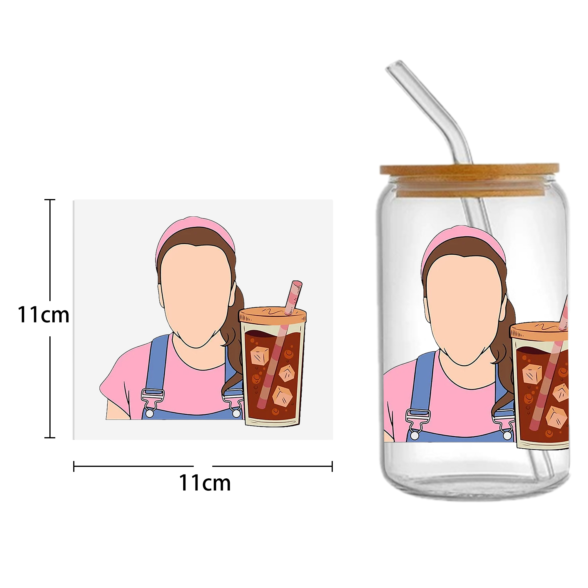 Cute Girl 16oz DTF Sticker For Cups Cool Personalize UV Wrap Transfer Sticker Custom Labels DIY Logo Waterproof - Image 2