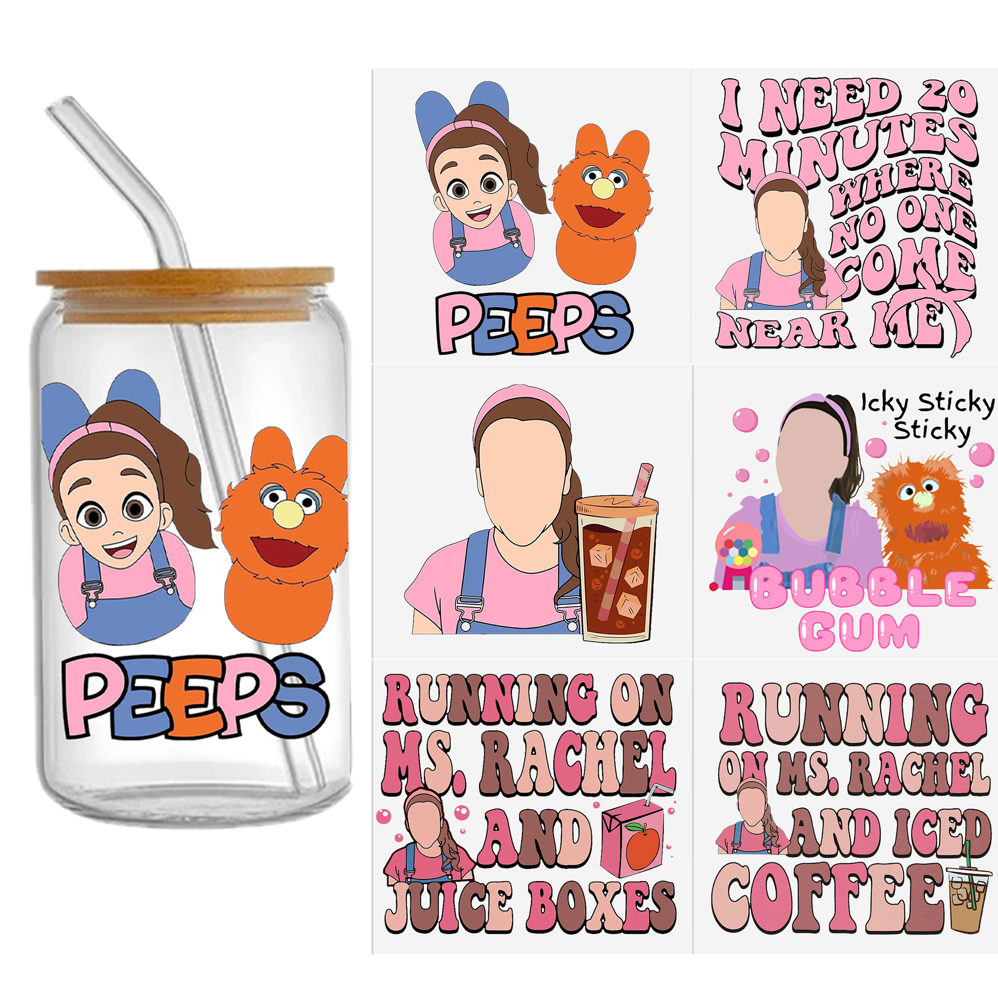 Cute Girl 16oz DTF Sticker For Cups Cool Personalize UV Wrap Transfer Sticker Custom Labels DIY Logo Waterproof - Image 6