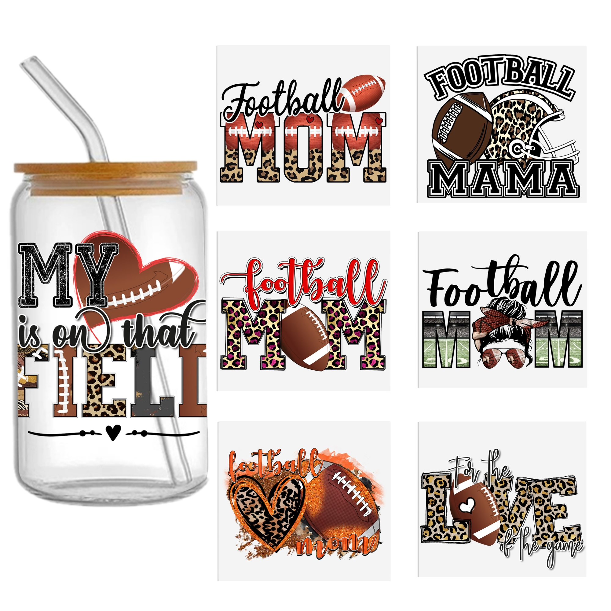 Sports Teams UV DTF Sticker For 16oz Cups Wrap Transfer Sticker Custom Labels DIY Logo Waterproof - Image 4