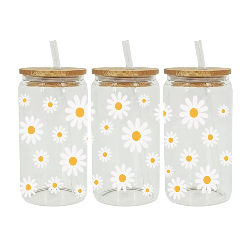 UV DTF Transfer Sticker Flower Themed For The 16oz Libbey Glasses Wraps Cup Can DIY Waterproof - Image 4