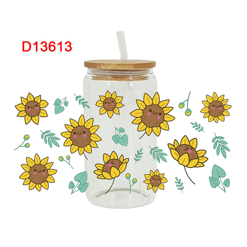 UV DTF Transfer Sticker Flower Themed For The 16oz Libbey Glasses Wraps Cup Can DIY Waterproof - Image 8