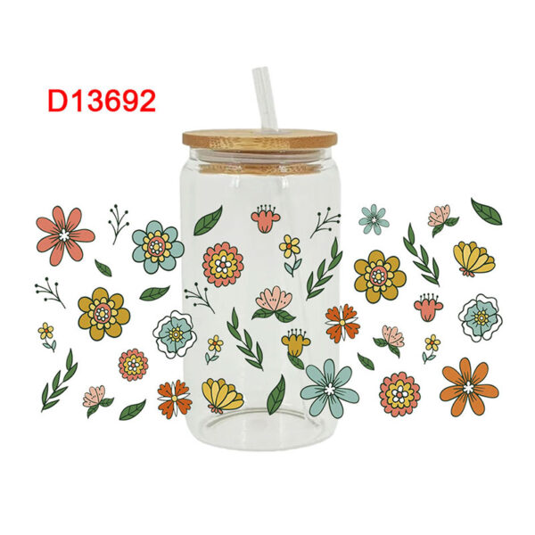 UV DTF Transfer Sticker Flower Themed For The 16oz Libbey Glasses Wraps Cup Can DIY Waterproof - Image 10