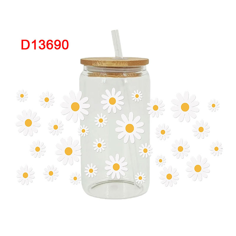 UV DTF Transfer Sticker Flower Themed For The 16oz Libbey Glasses Wraps Cup Can DIY Waterproof - Image 11