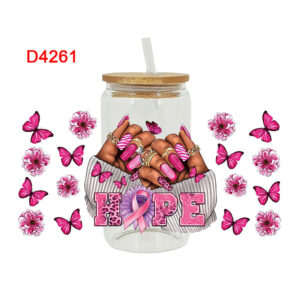 UV DTF Transfer Stickers PINK Theme For The 16oz Libbey Glasses Wraps Cup Can DIY Waterproof Easy To Use Custom Decals