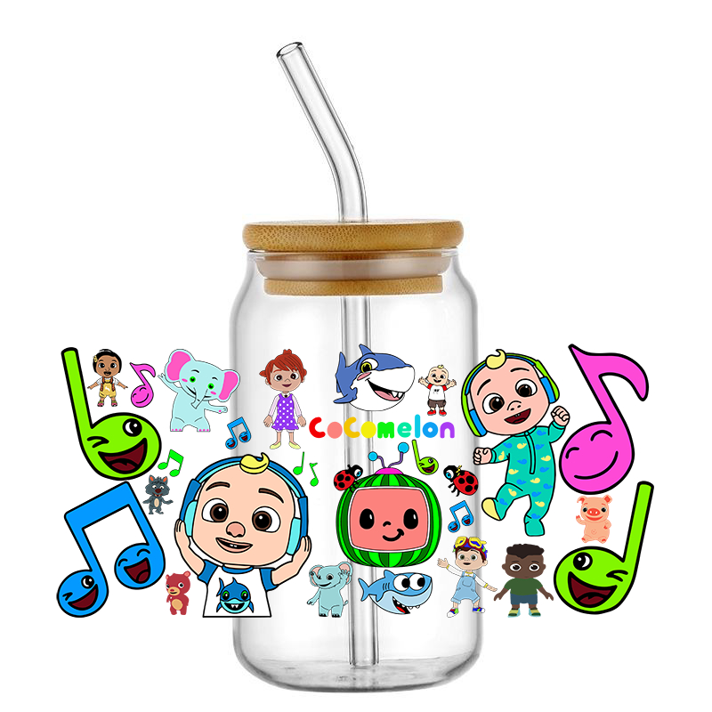 Mixed Cute Cartoon 6OZ UV DTF Cup Wrap Transfer Stickers Custom Labels DIY Durable Waterproof Logo For Libbey Glass Can