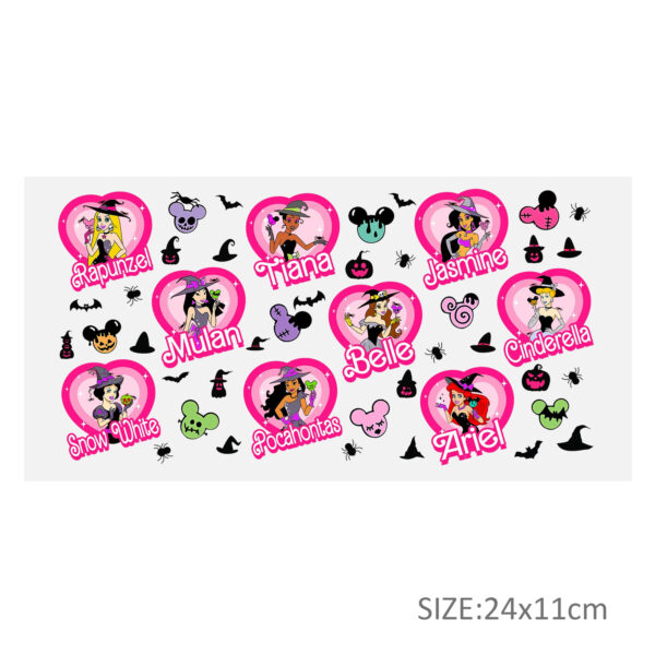 Disney Princess 16oz DTF Sticker Cup Cool Personalize UV Wrap Transfer Sticker Custom Label DIY Logo Waterproof - Image 2