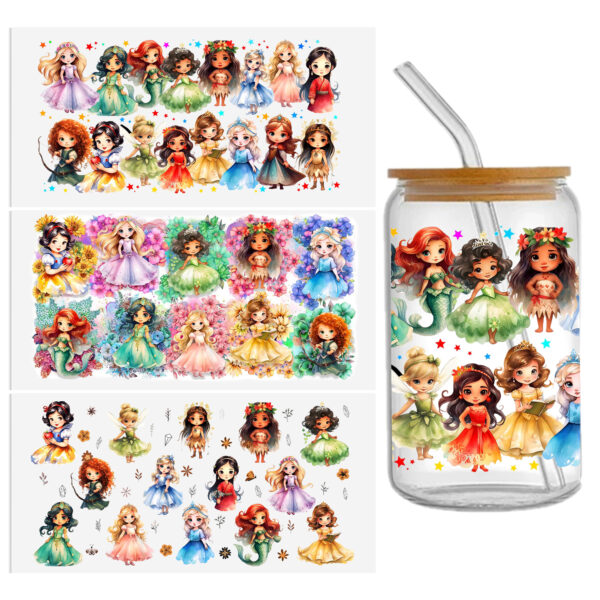Disney Princess 16oz DTF Sticker Cup Cool Personalize UV Wrap Transfer Sticker Custom Label DIY Logo Waterproof - Image 17