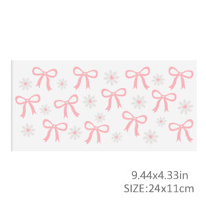 Bowknot Waterproof Stickers UV DTF Sticker For 16oz Cups Transfer Sticker Custom Labels DIY Logo Waterproof