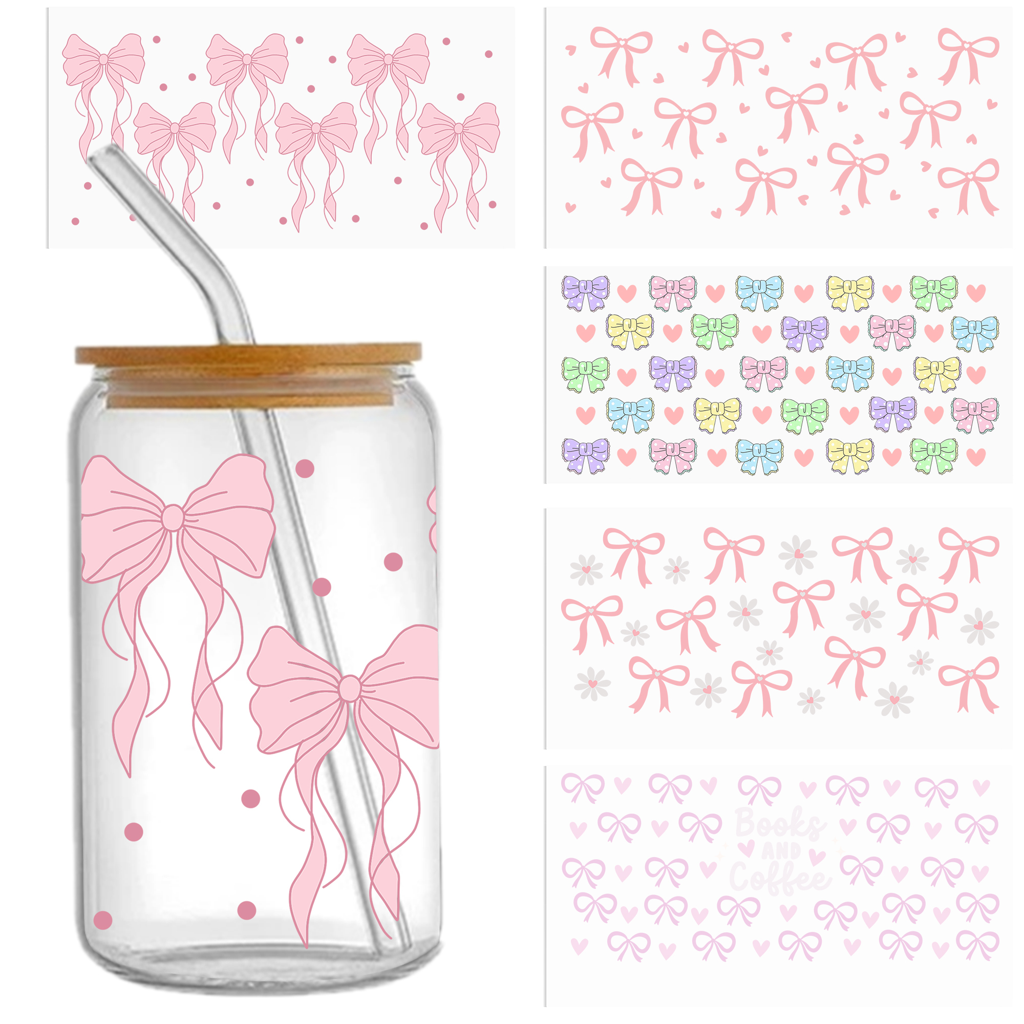 Bowknot Waterproof Stickers UV DTF Sticker For 16oz Cups Transfer Sticker Custom Labels DIY Logo Waterproof - Image 9