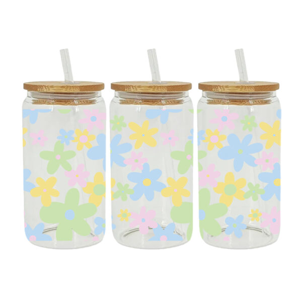UV DTF Transfer Sticker Flower Theme For The 16oz Libbey Glasses Wraps Cup Can DIY Waterproof Easy To Use Custom Decals - Image 12