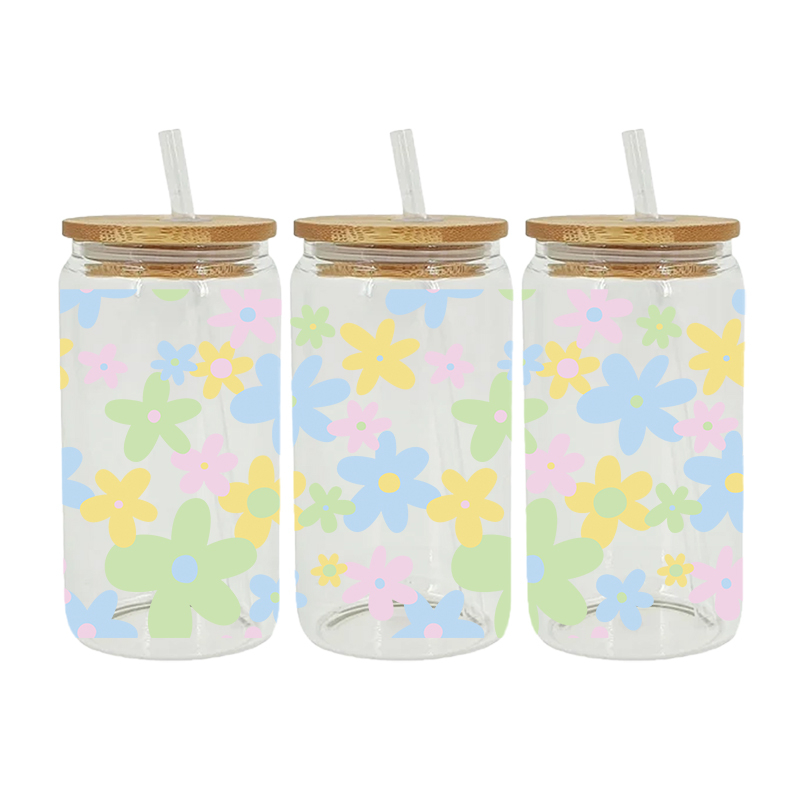 UV DTF Transfer Sticker Flower Theme For The 16oz Libbey Glasses Wraps Cup Can DIY Waterproof Easy To Use Custom Decals - Image 12