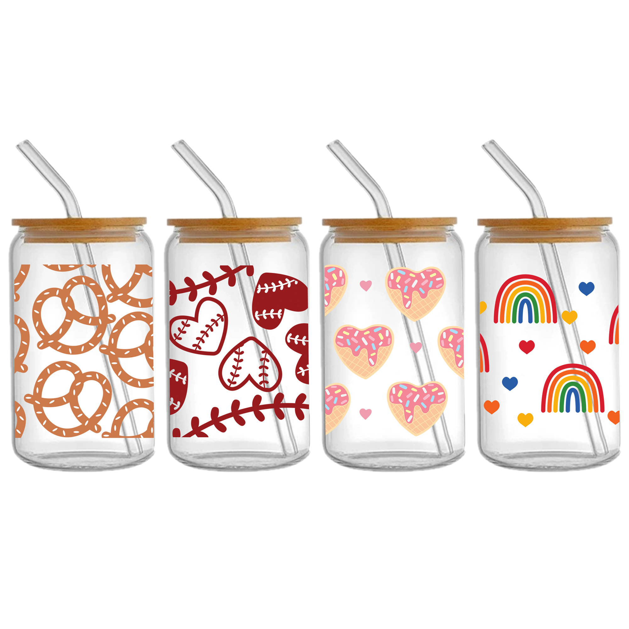 Personalize Daisy Donuts 16OZ UV DTF Glass Cup Can Wrap Transfers Stickers Drinks For DIY Glass Mug Logo Custom Labels Decals - Image 8