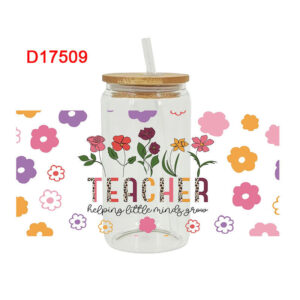 Teacher Back To Shool Theme UV DTF Transfer Sticker For The 16oz Libbey Glasses Wraps Cup Can DIY Waterproof
