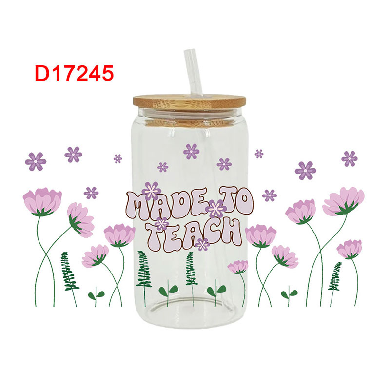 Teacher Back To Shool Theme UV DTF Transfer Sticker For The 16oz Libbey Glasses Wraps Cup Can DIY Waterproof - Image 3