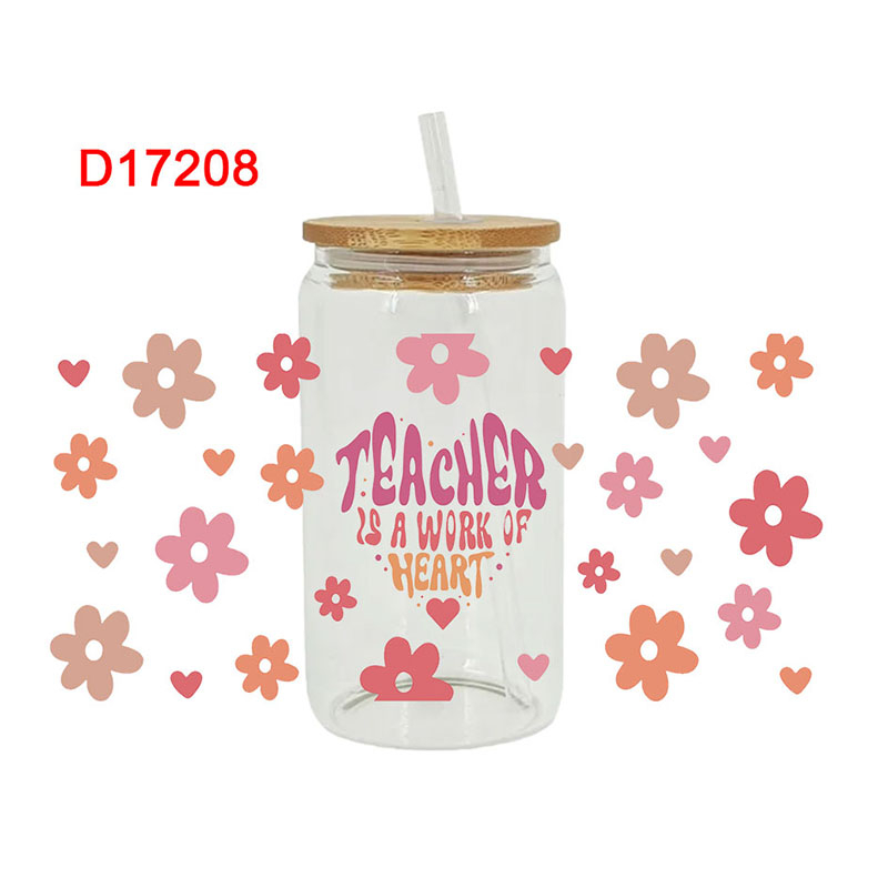Teacher Back To Shool Theme UV DTF Transfer Sticker For The 16oz Libbey Glasses Wraps Cup Can DIY Waterproof - Image 7