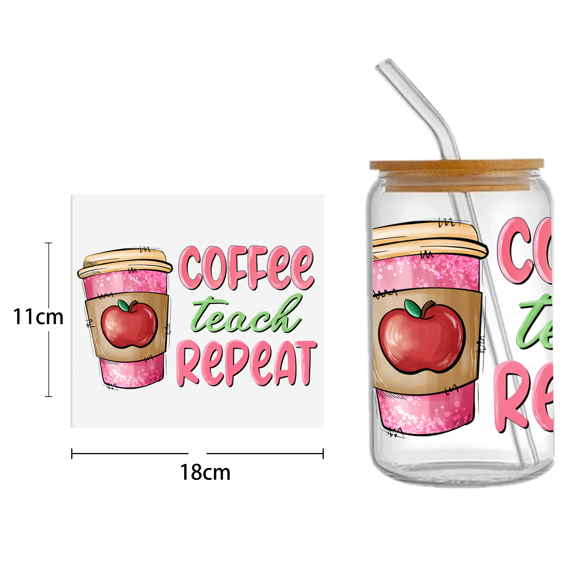 Pink Series 16oz Tumbler Template DTF Sticker Cup Cool Personalize UV Wrap Transfer Sticker Custom Label DIY Waterproof - Image 3