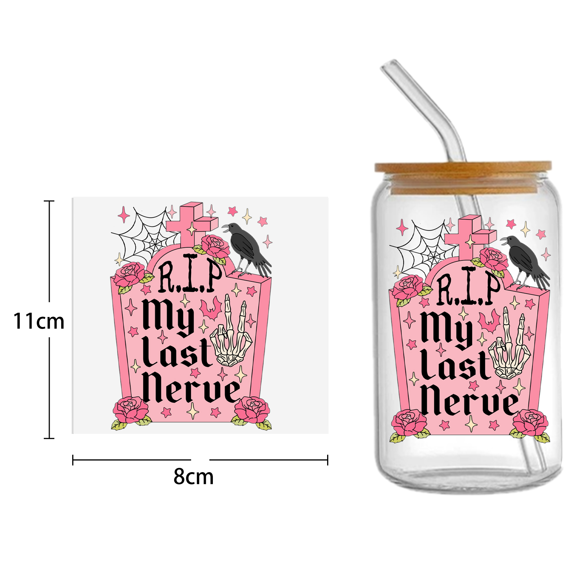 Pink Series 16oz Tumbler Template DTF Sticker Cup Cool Personalize UV Wrap Transfer Sticker Custom Label DIY Waterproof - Image 4