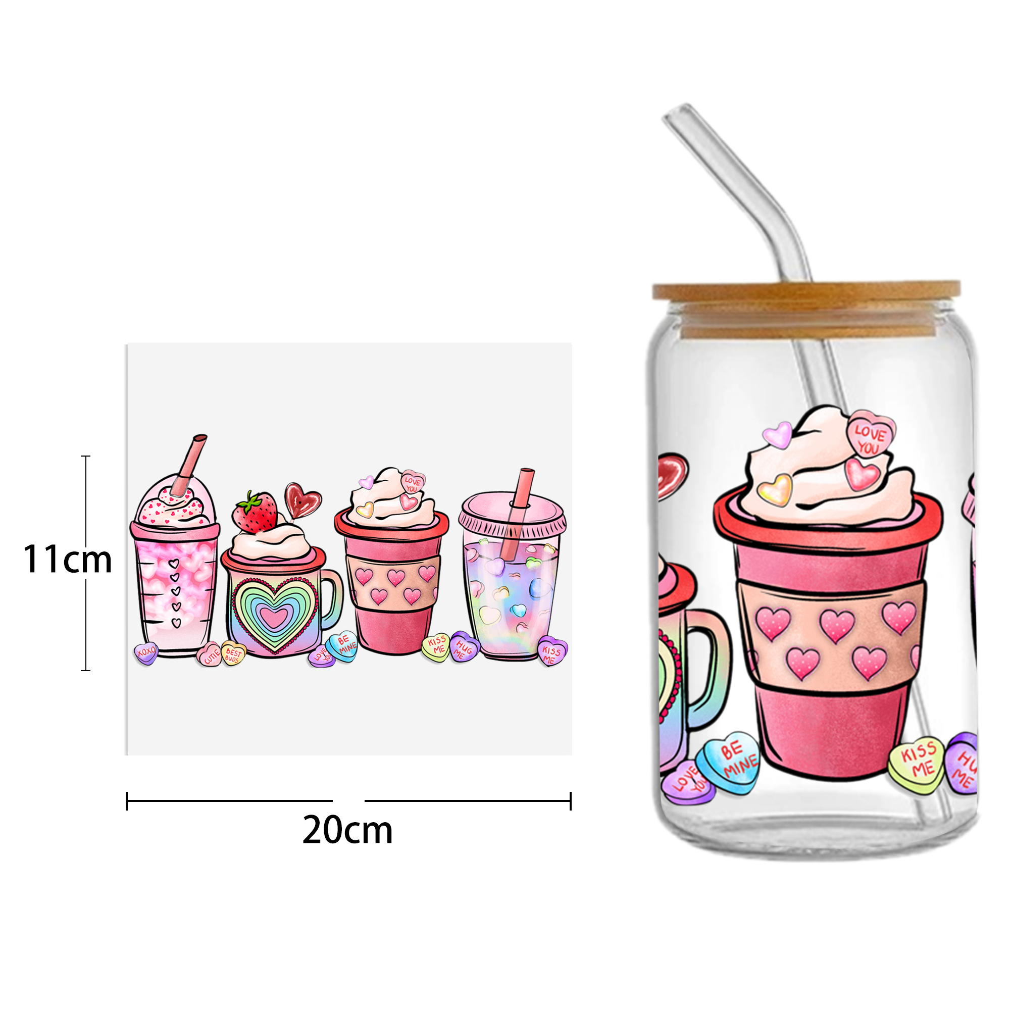 Pink Series 16oz Tumbler Template DTF Sticker Cup Cool Personalize UV Wrap Transfer Sticker Custom Label DIY Waterproof - Image 7
