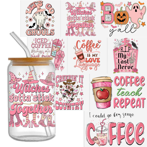 Pink Series 16oz Tumbler Template DTF Sticker Cup Cool Personalize UV Wrap Transfer Sticker Custom Label DIY Waterproof - Image 11