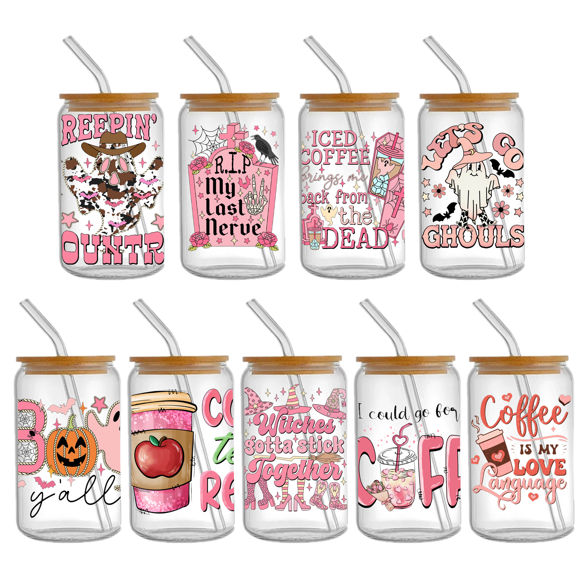 Pink Series 16oz Tumbler Template DTF Sticker Cup Cool Personalize UV Wrap Transfer Sticker Custom Label DIY Waterproof - Image 13