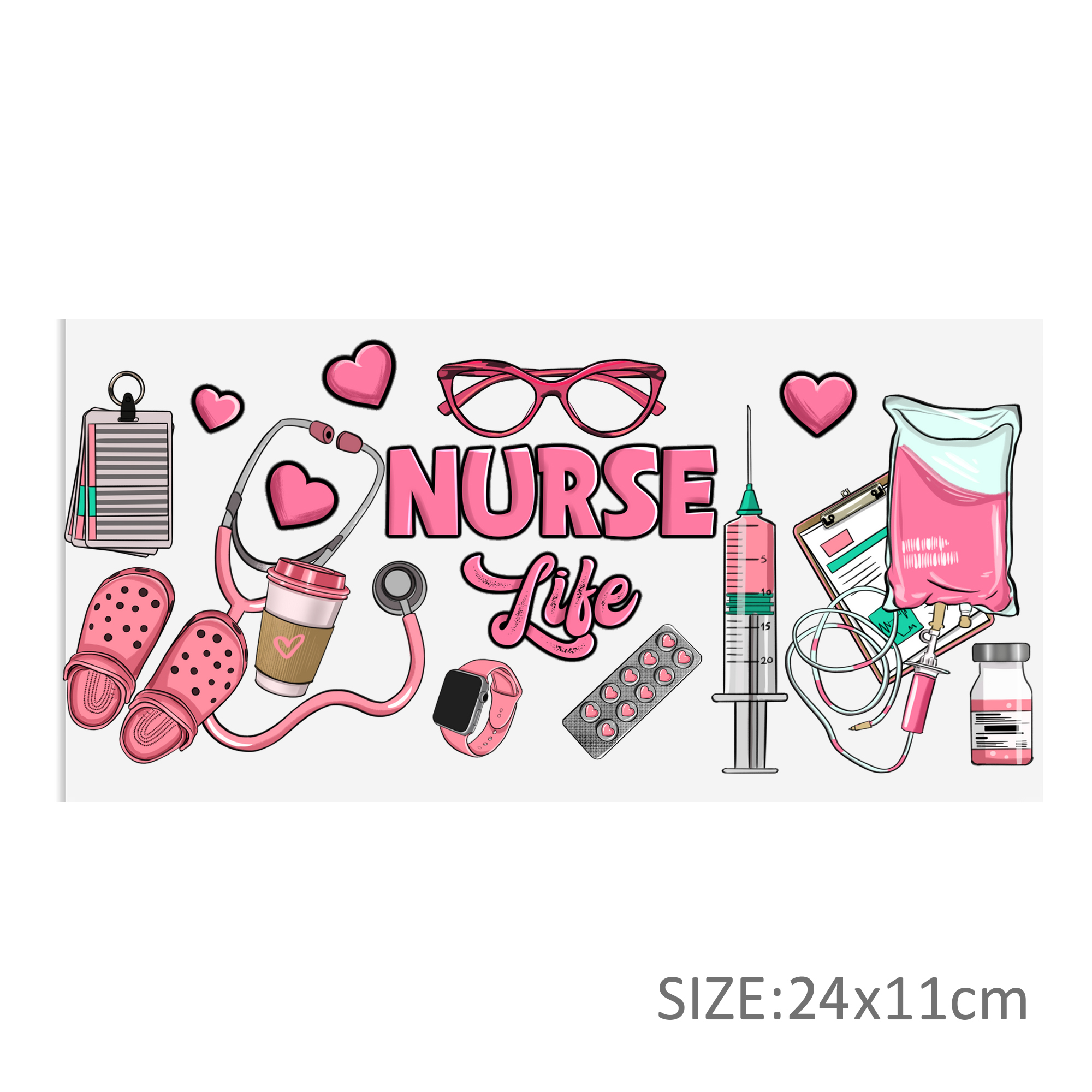 Stethoscope Thermometer 16oz Tumbler Template DTF Sticker Cup Personalize UV Wrap Transfer Sticker Custom Label DIY Waterproof - Image 5